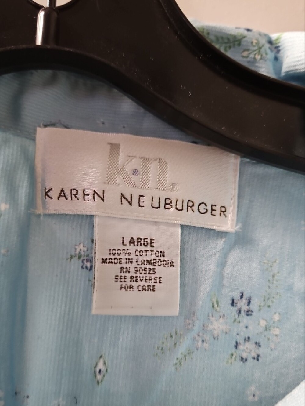 Karen Neuburger Light Blue Floral Ruffle-Front Button Shirt - Picture 2 of 5